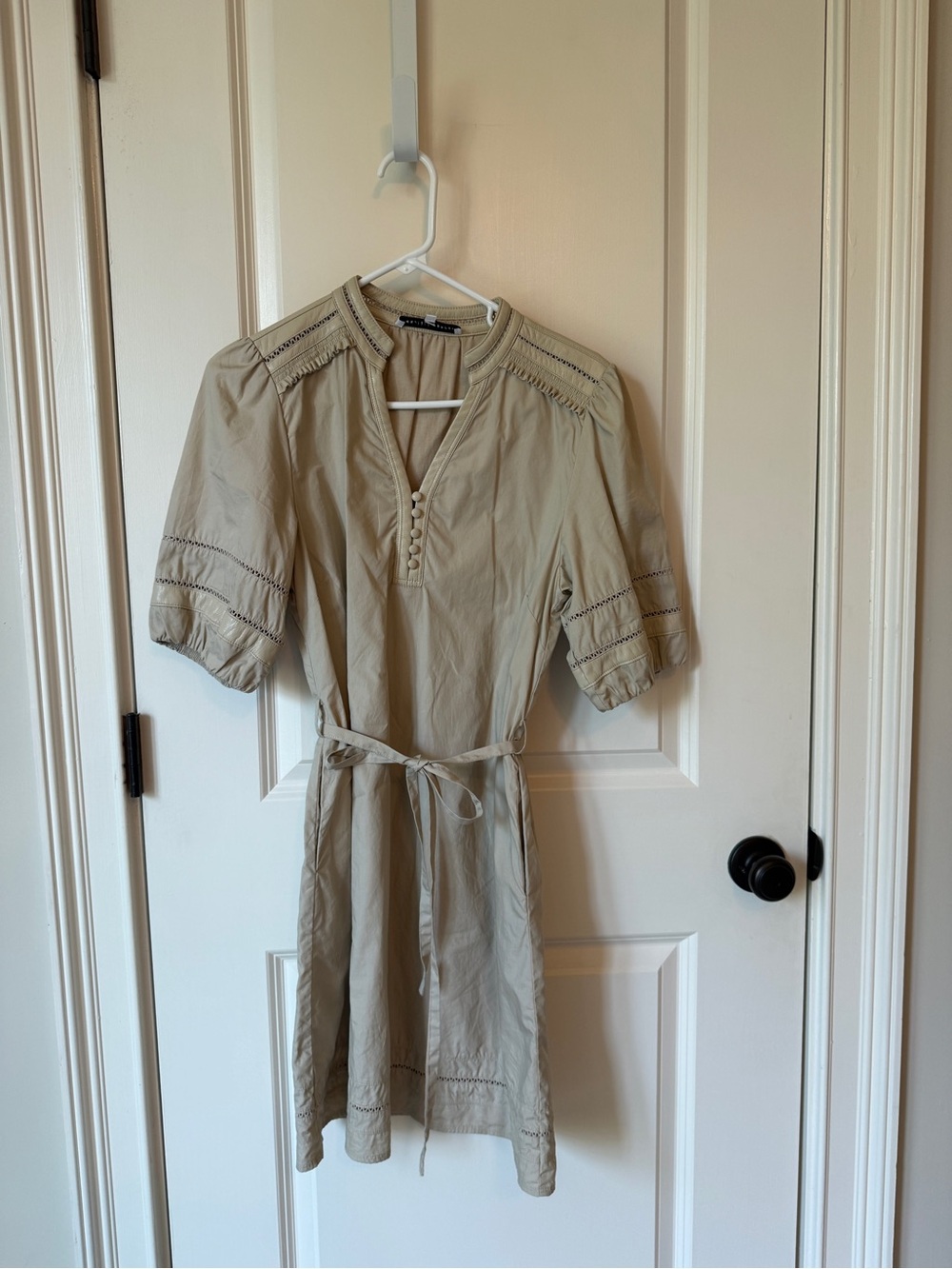 MELISSA NEPTON Beige Short-Sleeve Button Front Mini Dress